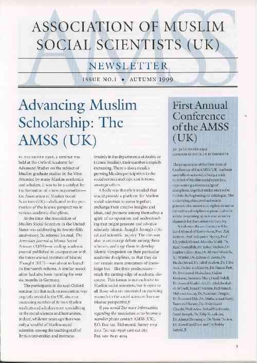 AMSS (UK) Newsletter Issue No. 1 (Autumn 1999)